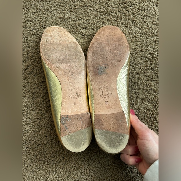 Boden Gold Snakeskin Ballet Flats EU 40 US 9–9.5 Metallic Leather - Picture 5 of 5